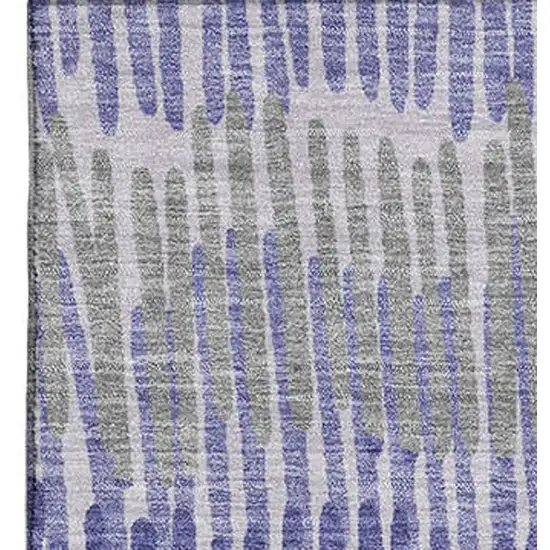 Purple Ivory And Gray Striped Washable Area Rug With UV Protection Photo 4