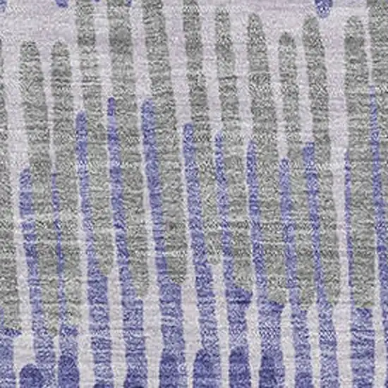 Purple Ivory And Gray Striped Washable Area Rug With UV Protection Photo 3