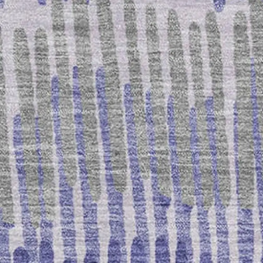 Purple Ivory And Gray Striped Washable Area Rug With UV Protection Photo 3