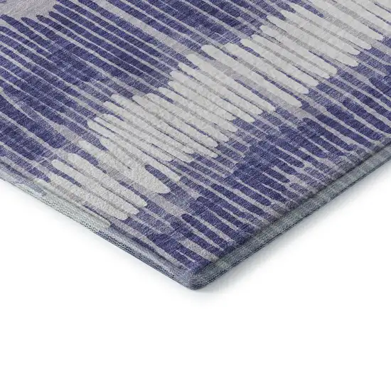 Purple Ivory And Gray Striped Washable Area Rug With UV Protection Photo 8