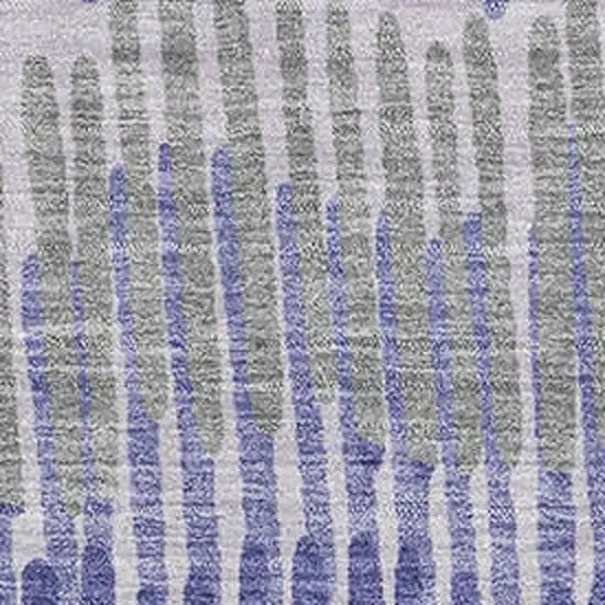 Purple Ivory And Gray Striped Washable Area Rug With UV Protection Photo 3