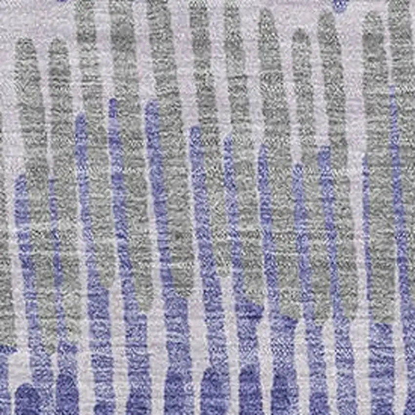 Purple Ivory And Gray Striped Washable Area Rug With UV Protection Photo 3