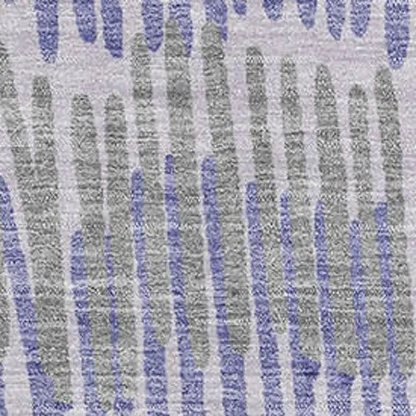 Purple Ivory And Gray Striped Washable Area Rug With UV Protection Photo 3