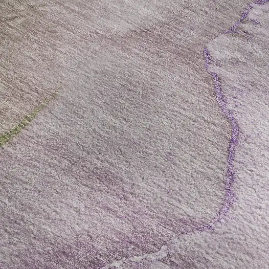 Purple Ivory And Green Abstract Washable Area Rug With UV Protection Photo 4