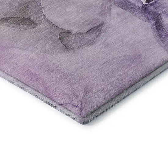 Purple Ivory And Green Abstract Washable Area Rug With UV Protection Photo 9