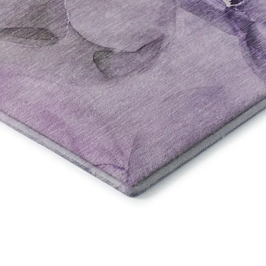 Purple Ivory And Green Abstract Washable Area Rug With UV Protection Photo 9