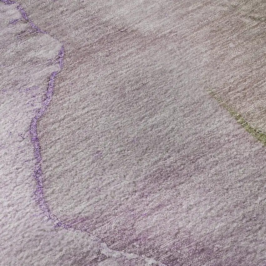 Purple Ivory And Green Abstract Washable Area Rug With UV Protection Photo 3