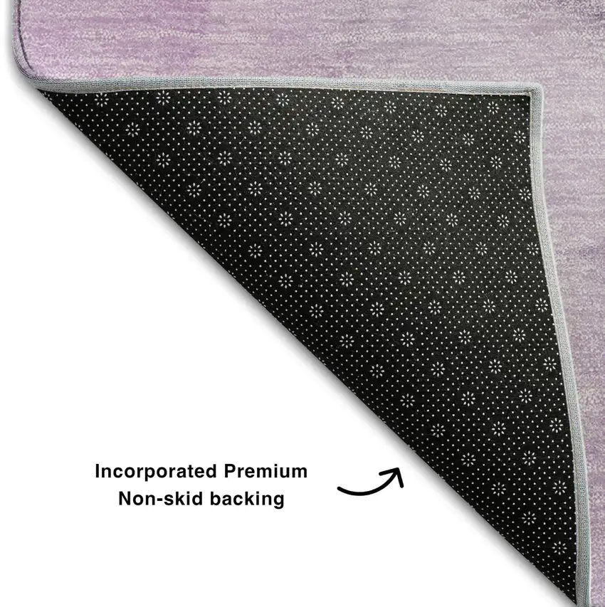 Purple Ivory And Green Abstract Washable Area Rug With UV Protection Photo 8