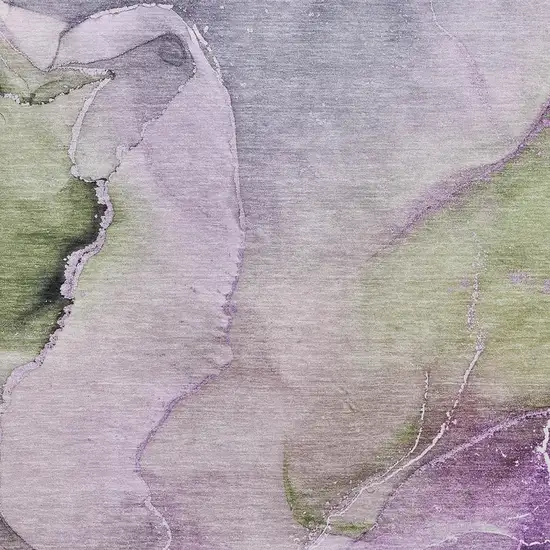 Purple Ivory And Green Abstract Washable Area Rug With UV Protection Photo 3