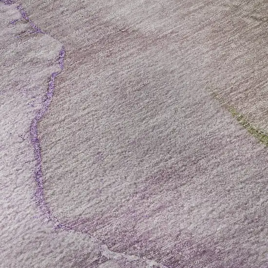 Purple Ivory And Green Abstract Washable Area Rug With UV Protection Photo 4