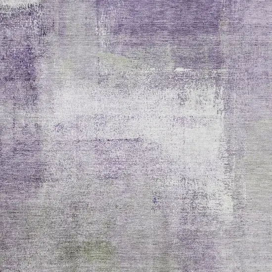 Purple Ivory And Green Abstract Washable Area Rug With UV Protection Photo 3