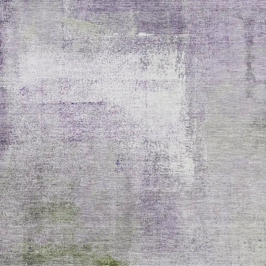 Purple Ivory And Green Abstract Washable Area Rug With UV Protection Photo 3