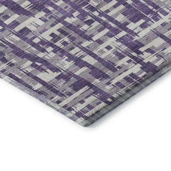 Purple Ivory And Lavender Abstract Geometric Washable Area Rug With UV Protection Photo 7