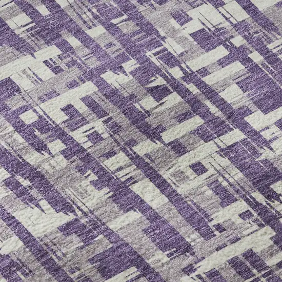 Purple Ivory And Lavender Abstract Geometric Washable Area Rug With UV Protection Photo 9