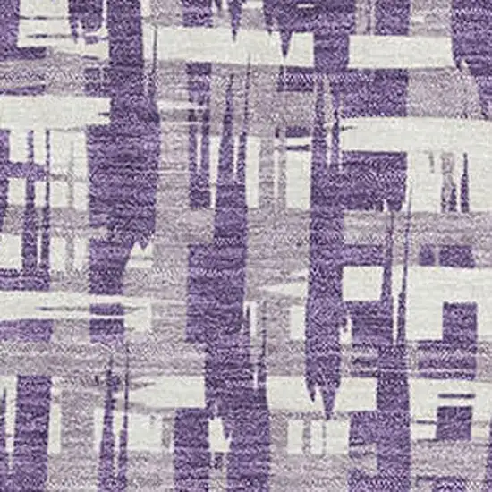 Purple Ivory And Lavender Abstract Geometric Washable Area Rug With UV Protection Photo 2