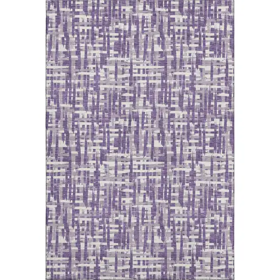 Purple Ivory And Lavender Abstract Geometric Washable Area Rug With UV Protection Photo 1