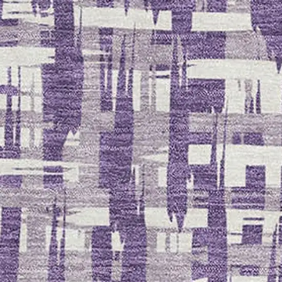 Purple Ivory And Lavender Abstract Geometric Washable Area Rug With UV Protection Photo 2
