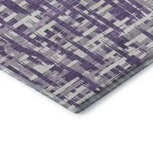Photo of Purple Ivory And Lavender Abstract Geometric Washable Area Rug With UV Protection