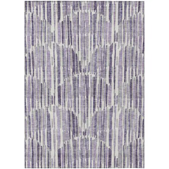 Purple Ivory And Lavender Abstract Washable Indoor Outdoor Area Rug Photo 2