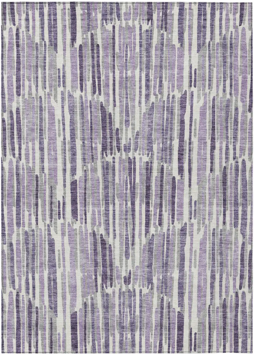 Purple Ivory And Lavender Abstract Washable Indoor Outdoor Area Rug Photo 2