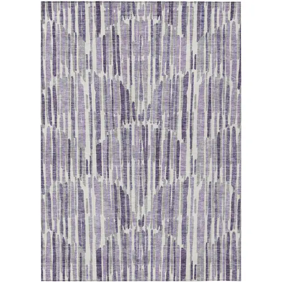 Purple Ivory And Lavender Abstract Washable Indoor Outdoor Area Rug Photo 2