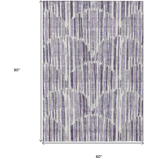 Purple Ivory And Lavender Abstract Washable Indoor Outdoor Area Rug Photo 9