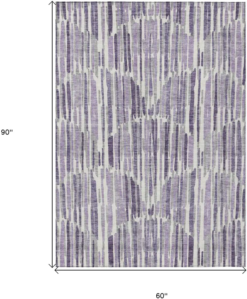 Purple Ivory And Lavender Abstract Washable Indoor Outdoor Area Rug Photo 9