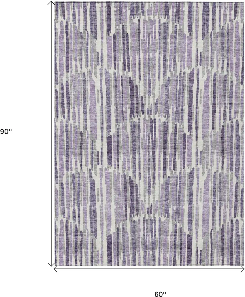Purple Ivory And Lavender Abstract Washable Indoor Outdoor Area Rug Photo 9