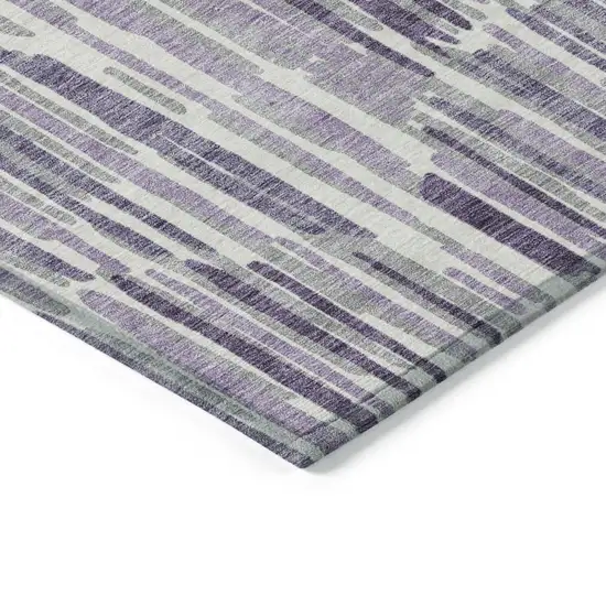 Purple Ivory And Lavender Abstract Washable Indoor Outdoor Area Rug Photo 4