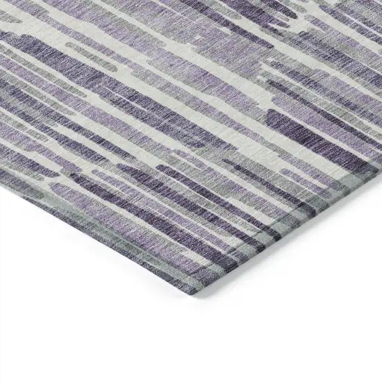 Purple Ivory And Lavender Abstract Washable Indoor Outdoor Area Rug Photo 4