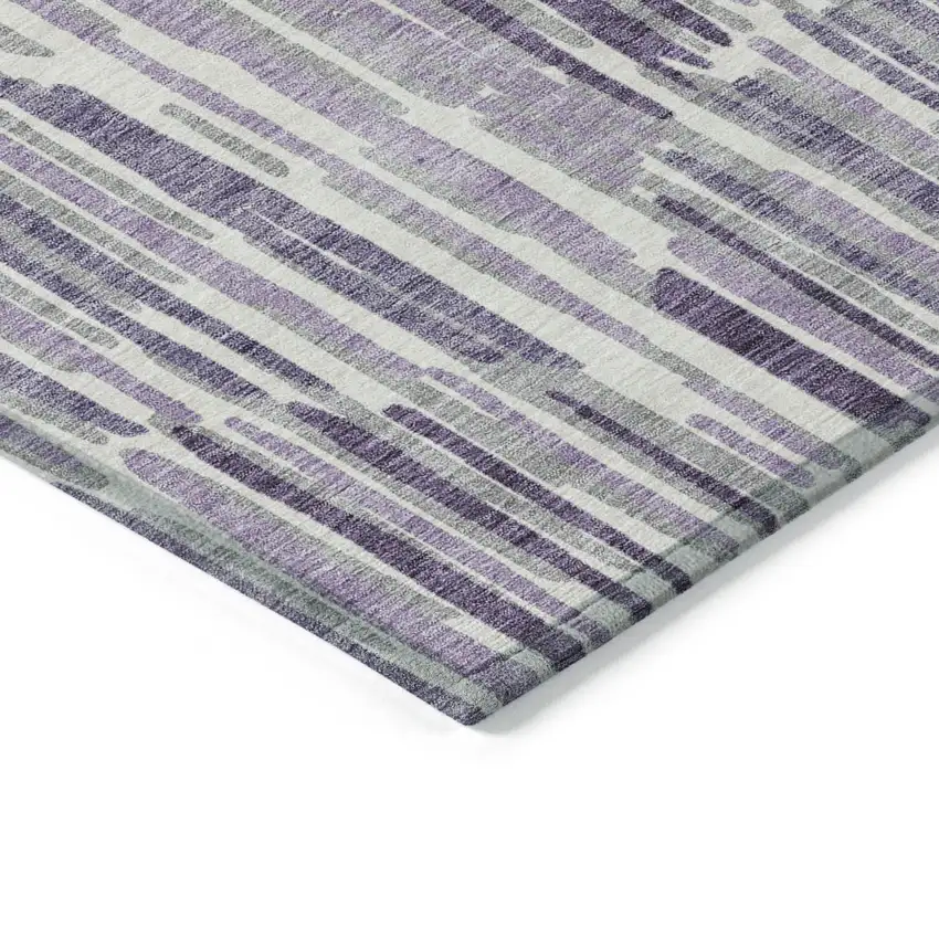 Purple Ivory And Lavender Abstract Washable Indoor Outdoor Area Rug Photo 4