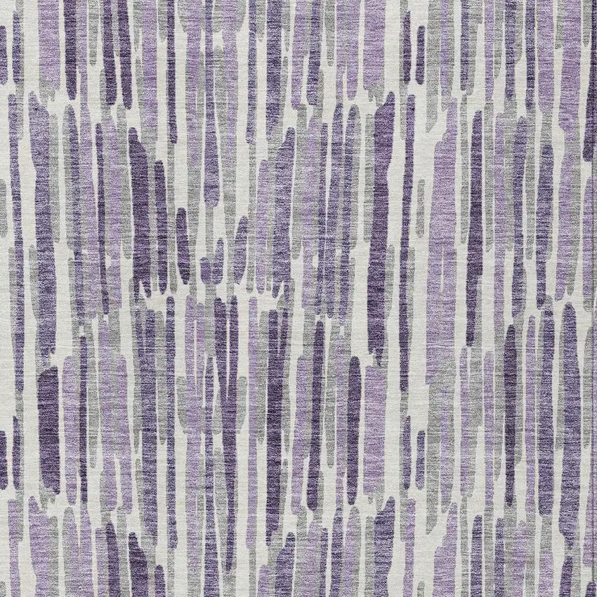 Purple Ivory And Lavender Abstract Washable Indoor Outdoor Area Rug Photo 5