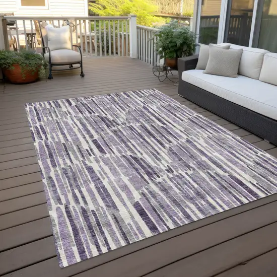 Purple Ivory And Lavender Abstract Washable Indoor Outdoor Area Rug Photo 8