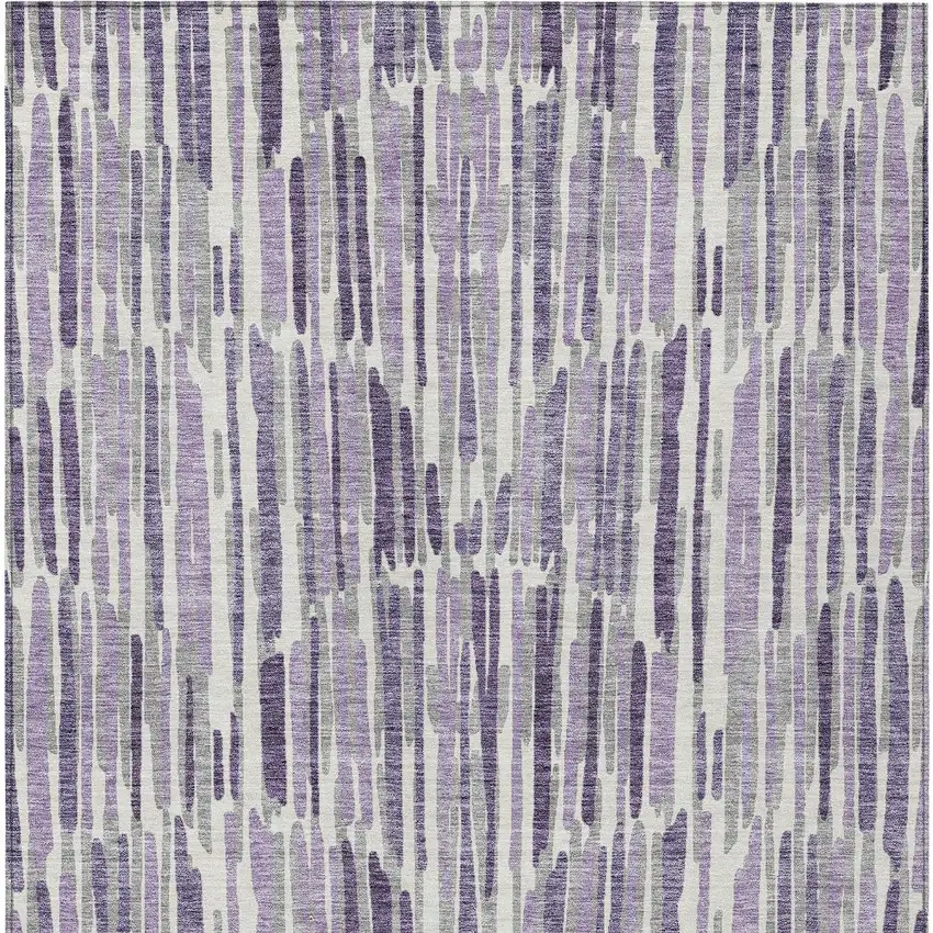 Purple Ivory And Lavender Abstract Washable Indoor Outdoor Area Rug Photo 4