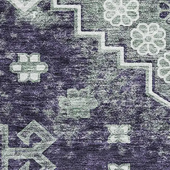 Purple Ivory And Sage Medallion Washable Area Rug With UV Protection Photo 3