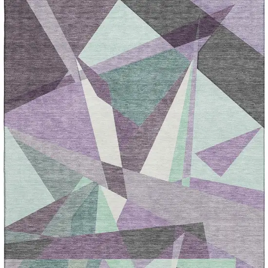 Purple Ivory And Teal Geometric Washable Area Rug With UV Protection Photo 2