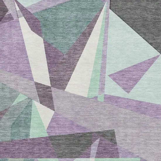 Purple Ivory And Teal Geometric Washable Area Rug With UV Protection Photo 2