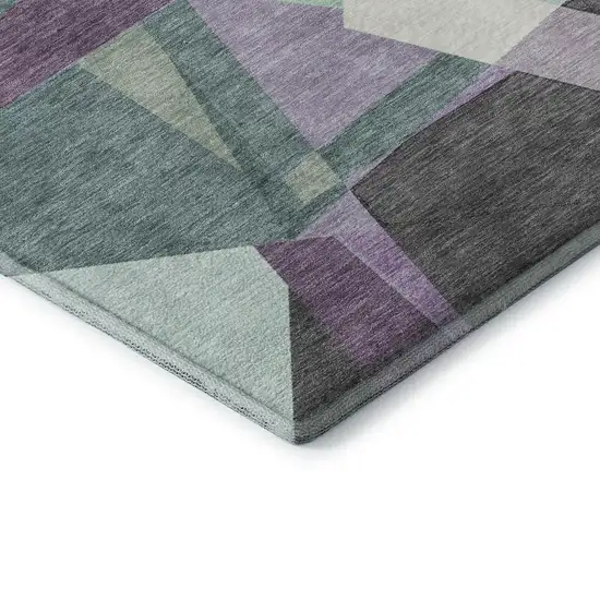 Purple Ivory And Teal Geometric Washable Area Rug With UV Protection Photo 7