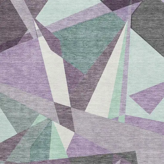 Purple Ivory And Teal Geometric Washable Area Rug With UV Protection Photo 2