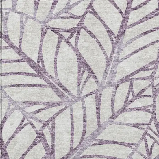 Purple Lavender And Beige Floral Washable Indoor Outdoor Area Rug Photo 4