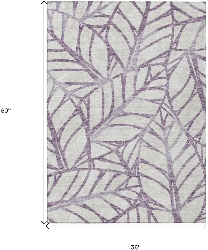 Purple Lavender And Beige Floral Washable Indoor Outdoor Area Rug Photo 9