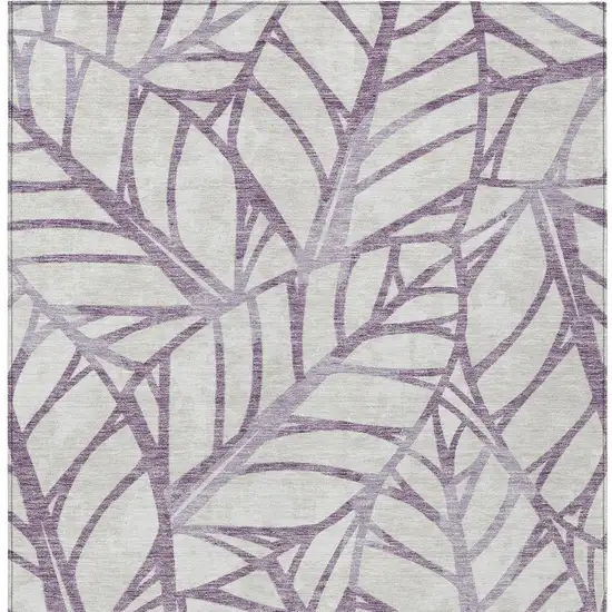 Purple Lavender And Beige Floral Washable Indoor Outdoor Area Rug Photo 4