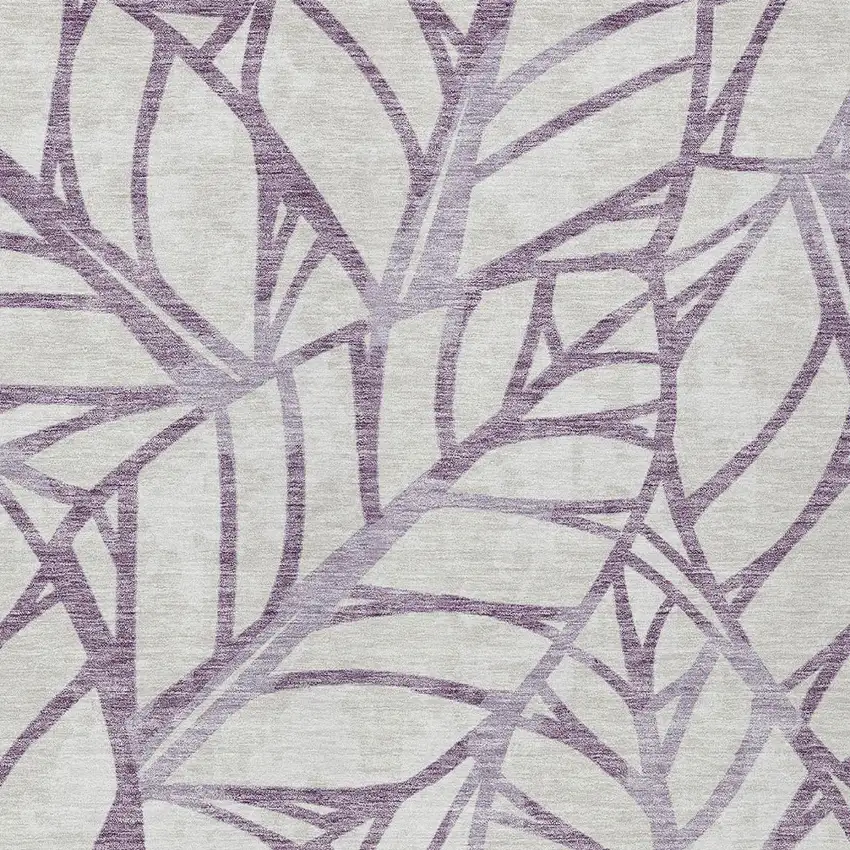 Purple Lavender And Beige Floral Washable Indoor Outdoor Area Rug Photo 5