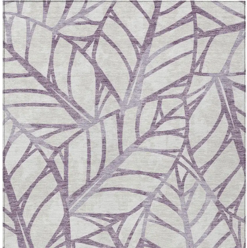 Purple Lavender And Beige Floral Washable Indoor Outdoor Area Rug Photo 6