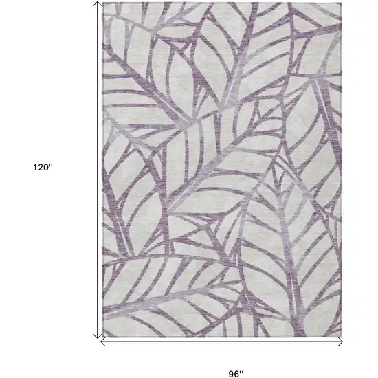 Purple Lavender And Beige Floral Washable Indoor Outdoor Area Rug Photo 3
