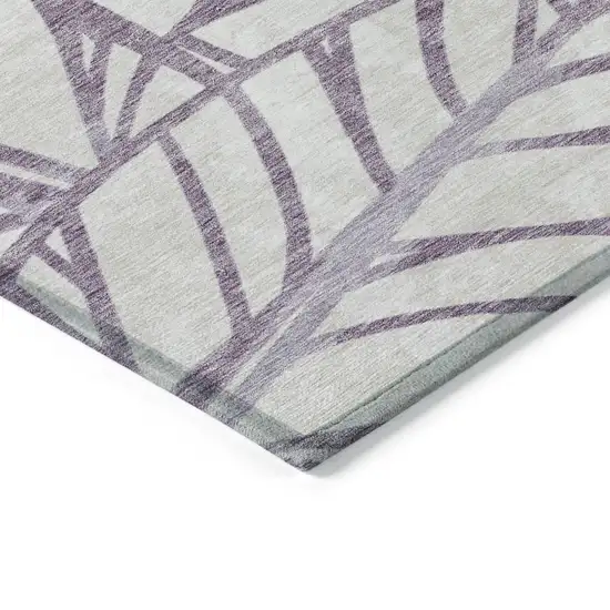 Purple Lavender And Beige Floral Washable Indoor Outdoor Area Rug Photo 3