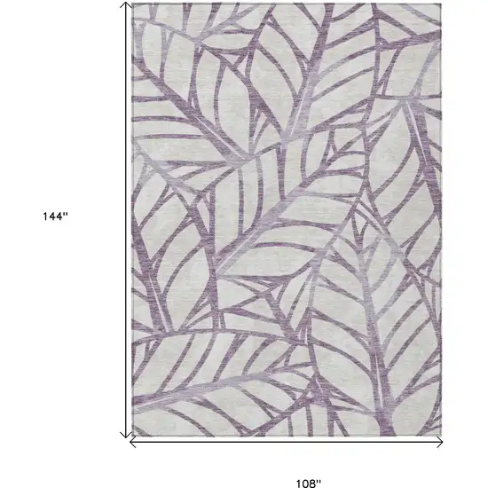 Purple Lavender And Beige Floral Washable Indoor Outdoor Area Rug Photo 9