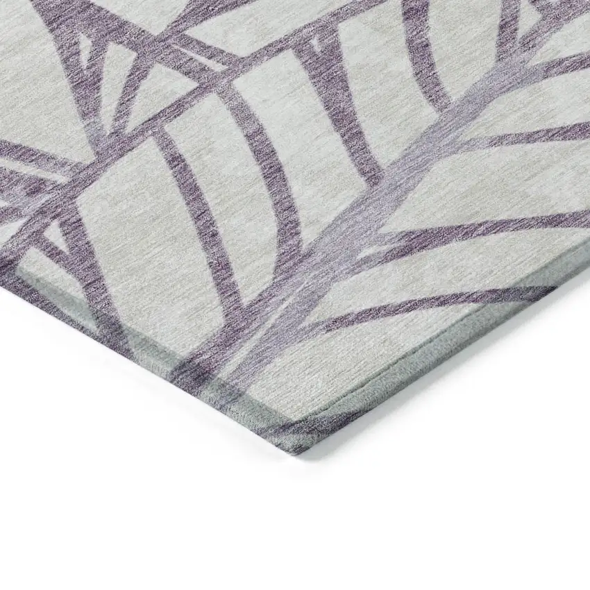 Purple Lavender And Beige Floral Washable Indoor Outdoor Area Rug Photo 4