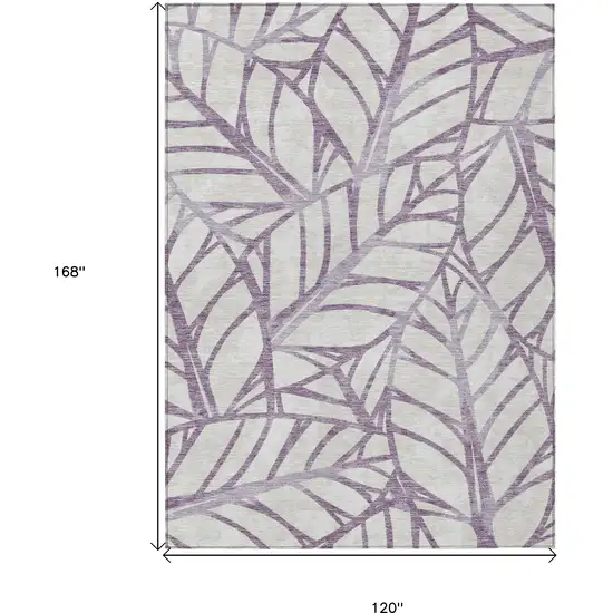 Purple Lavender And Beige Floral Washable Indoor Outdoor Area Rug Photo 3