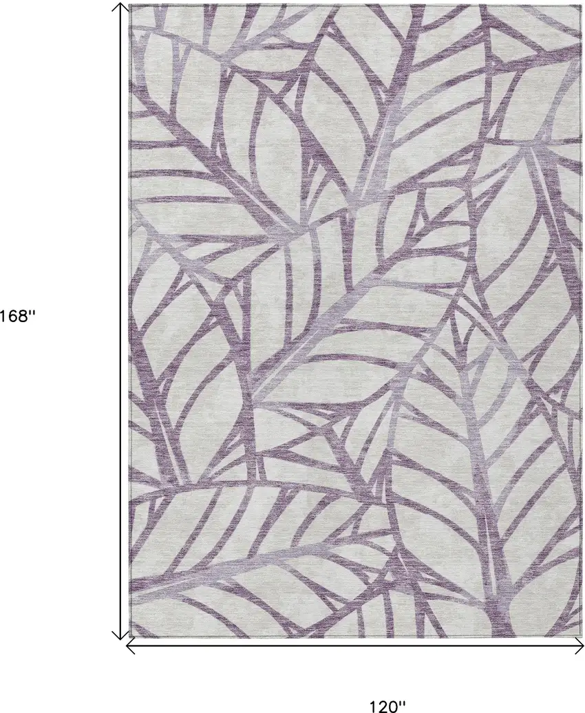 Purple Lavender And Beige Floral Washable Indoor Outdoor Area Rug Photo 3